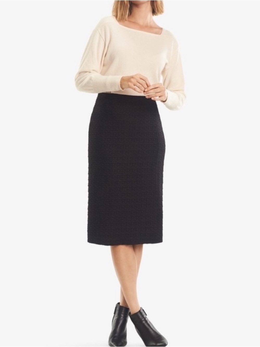 MM Lafleur Black Midi Pencil Skirt